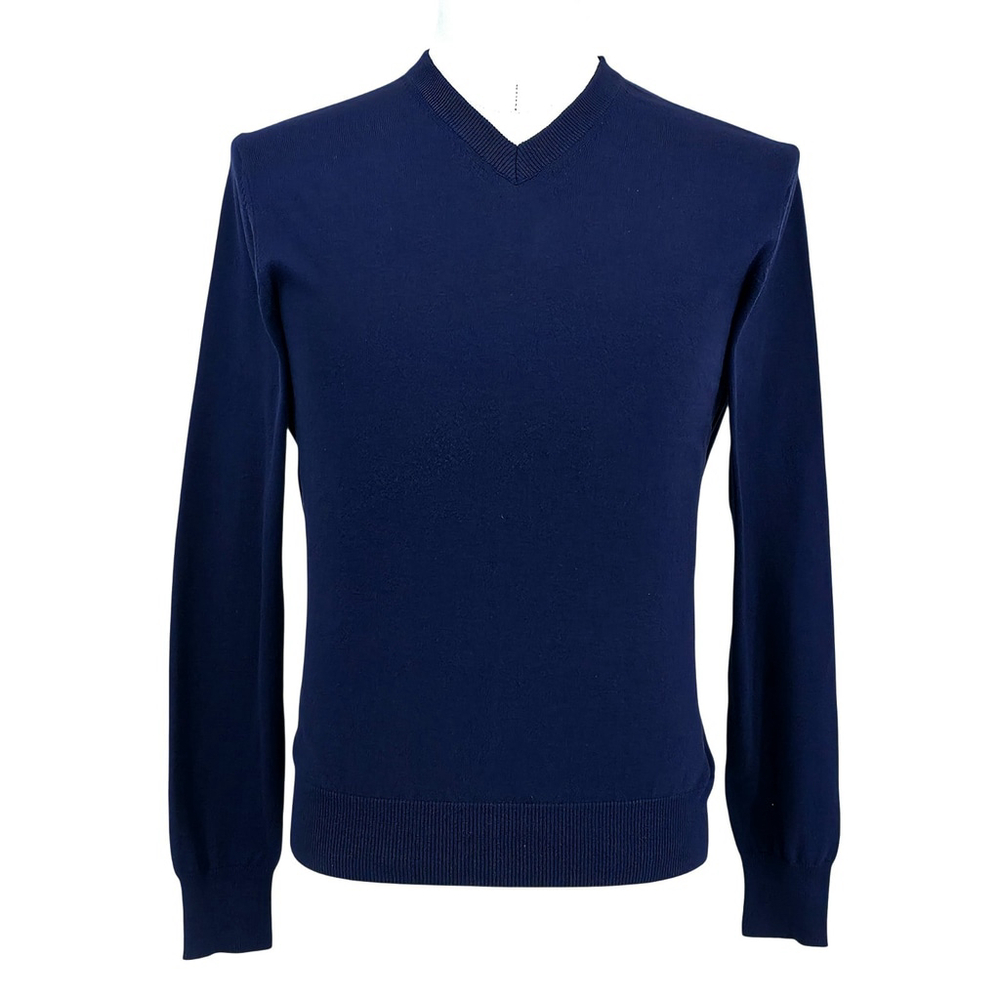 Quiet Luxury Camicissima Italian Cotton V Neck Sweater Mens M Navy NWT - Picture 2 of 13